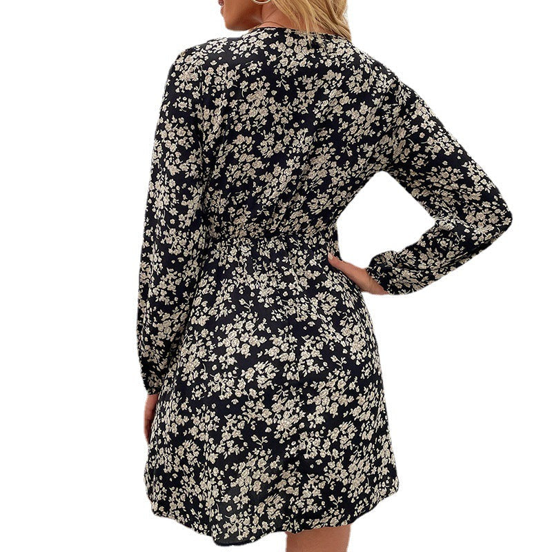 Dress Style V-neck Floral-print One-piece