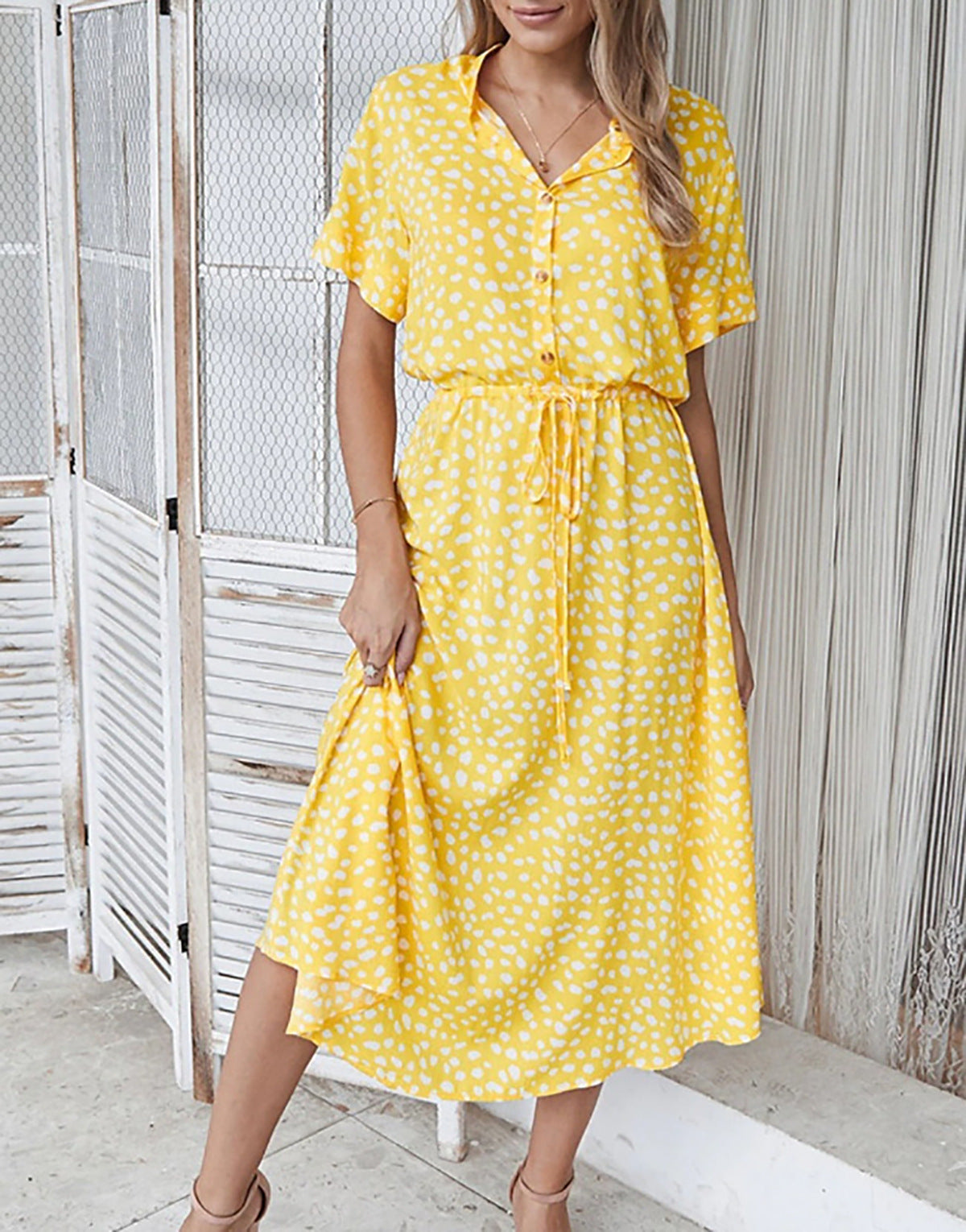 New Floral-print Short-sleeve Dress
