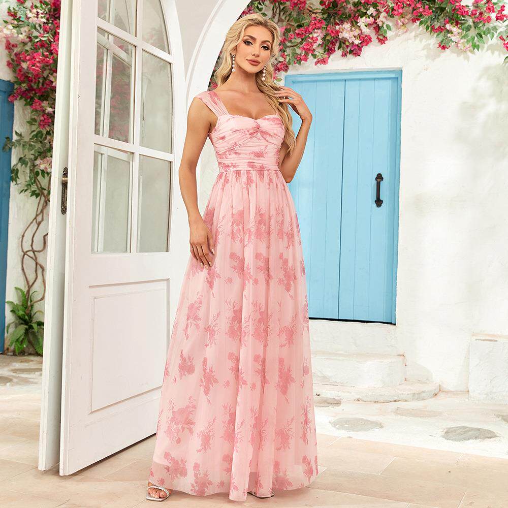 Double-Breasted Lace-Up Party Evening Gown