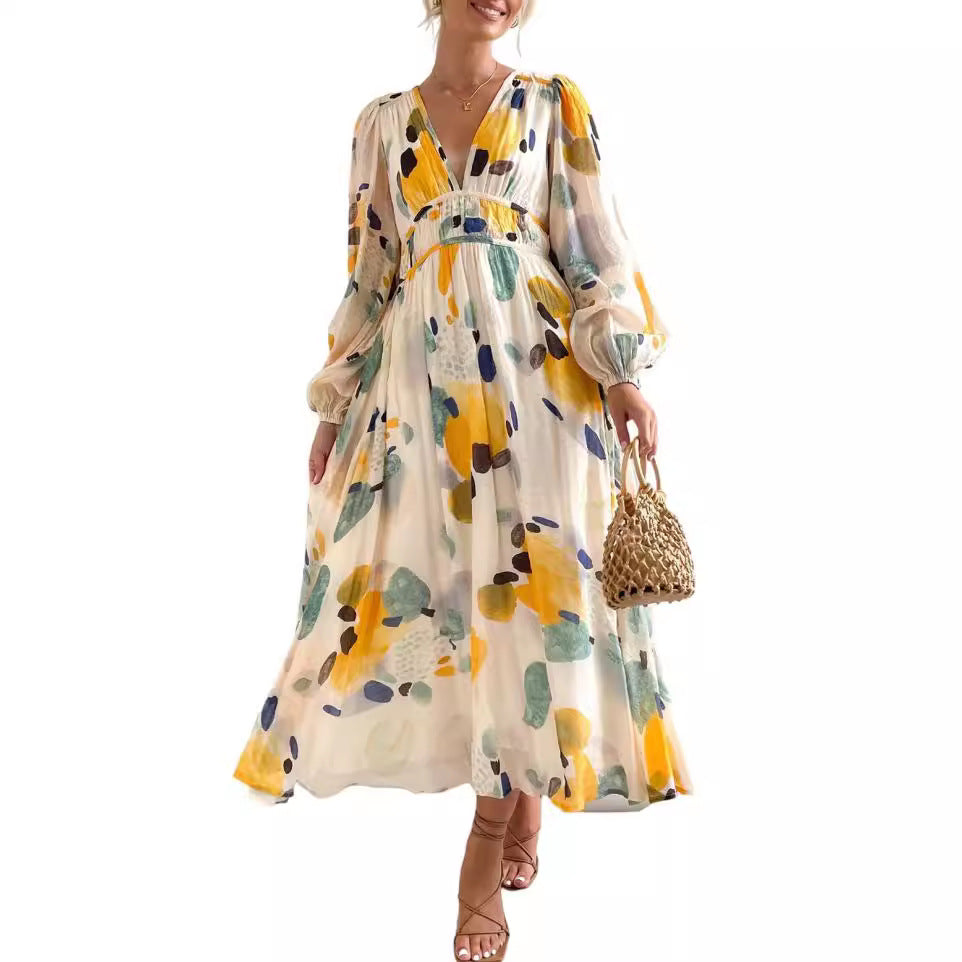 Bohemian Style Floral Midi Dress