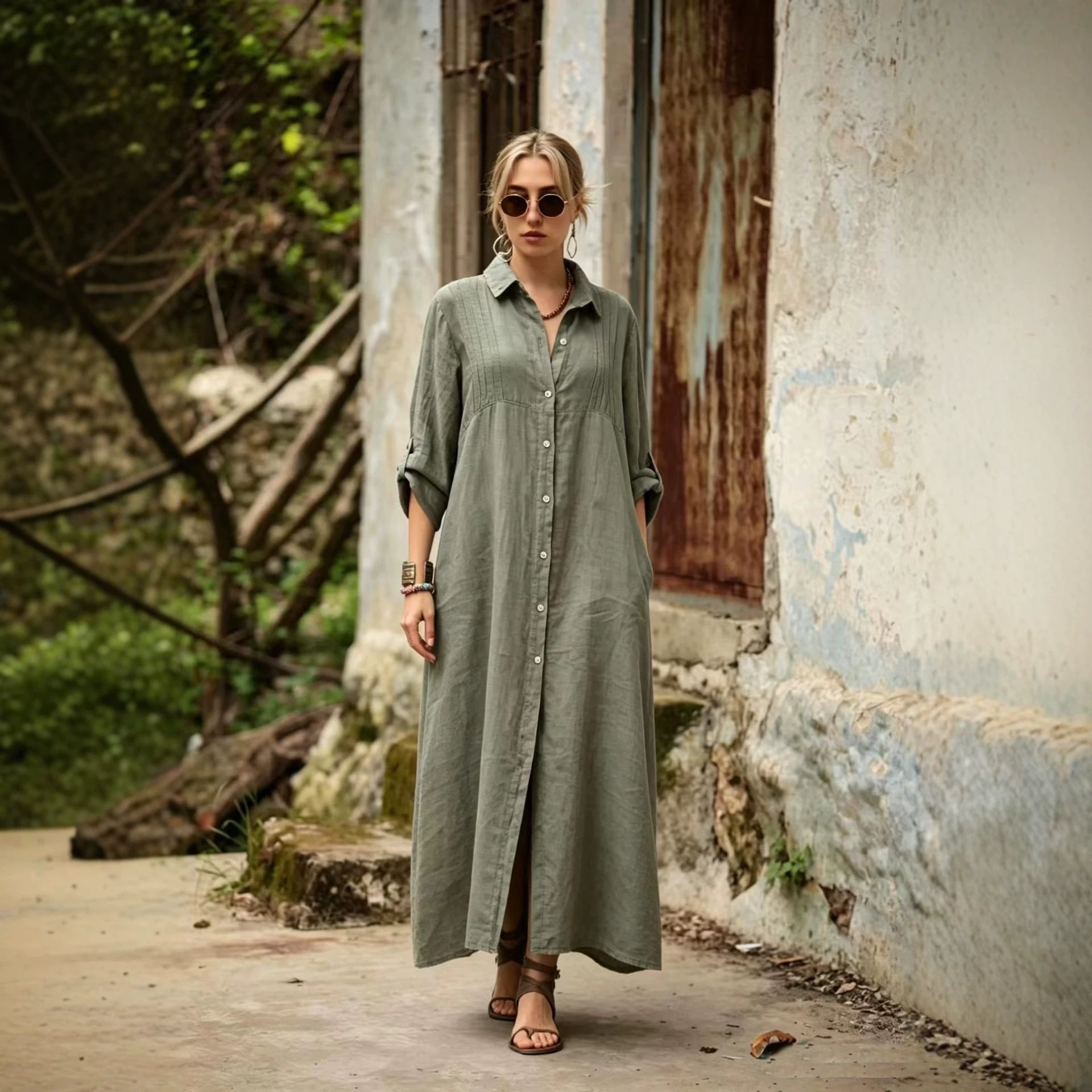 Elegant Simple Loose-fit Long Dress