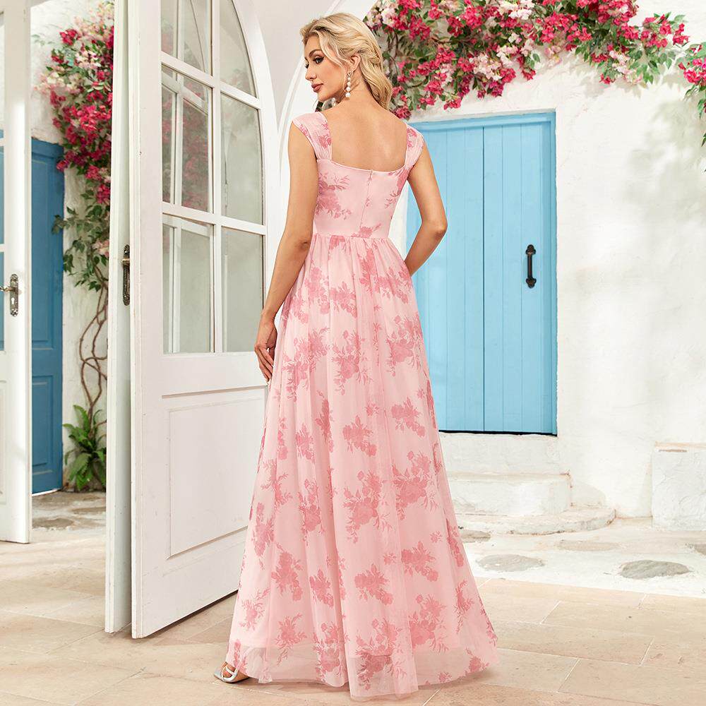 Double-Breasted Lace-Up Party Evening Gown