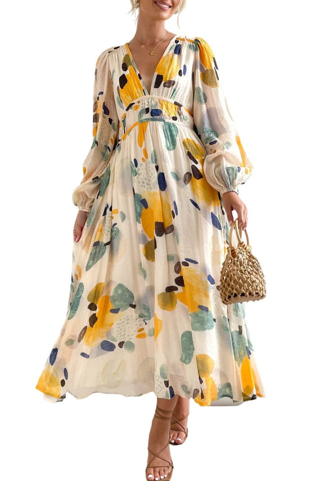 Bohemian Style Floral Midi Dress