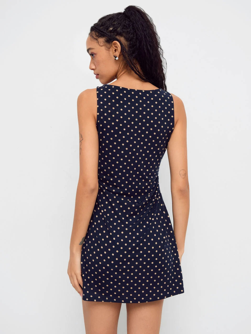 Vintage Polka Dot Sleeveless Dress Women's Boat Neck Slim Fit A-Line Mini…