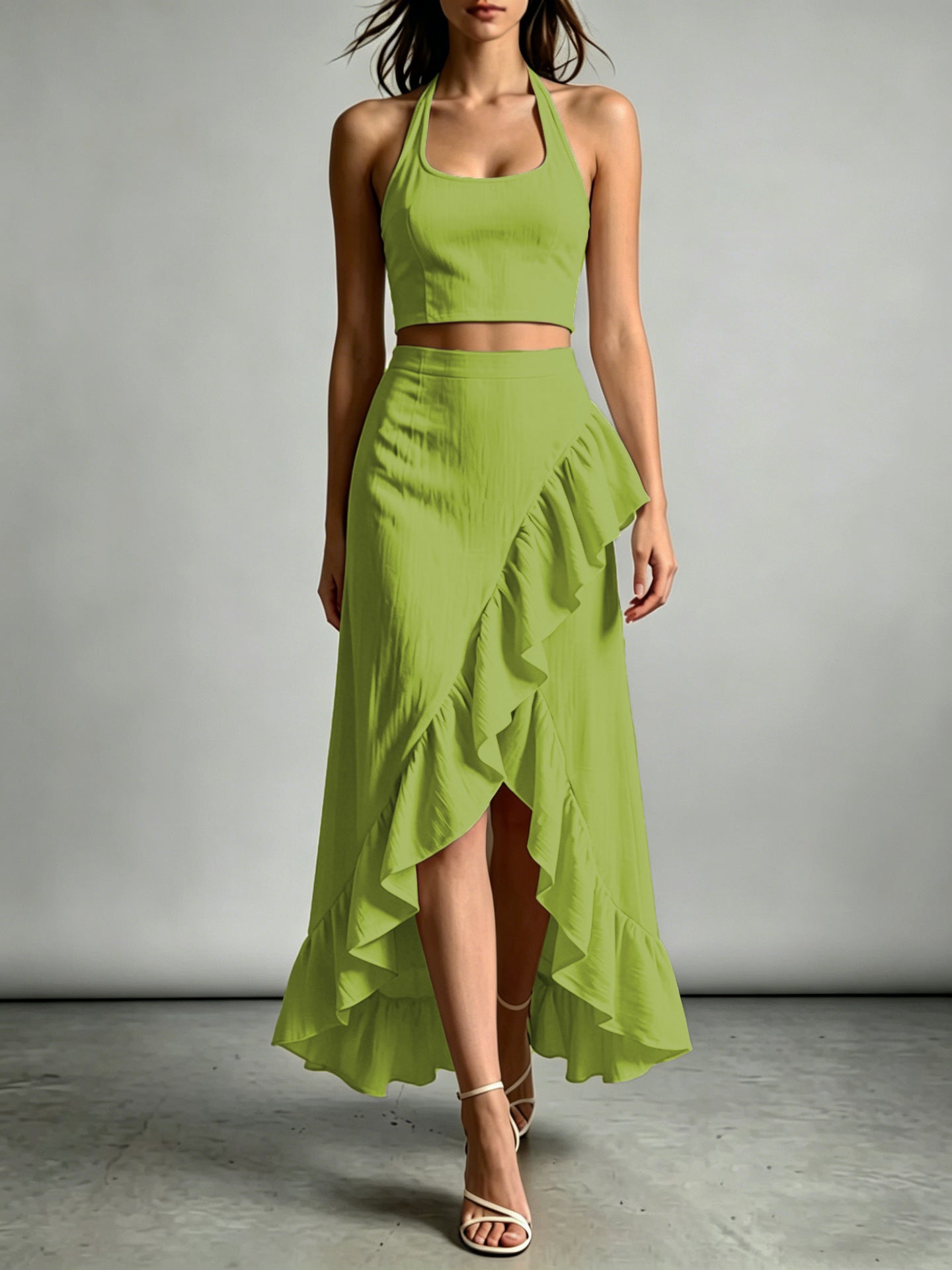 Cropped Top With A High-waisted Ruffled Skirt
