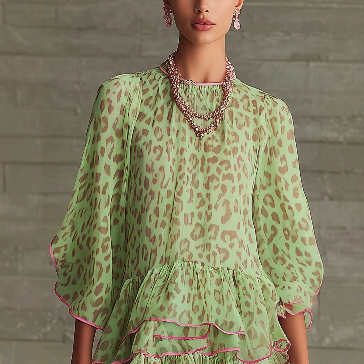 Printed Loose Chiffon Resort Dress