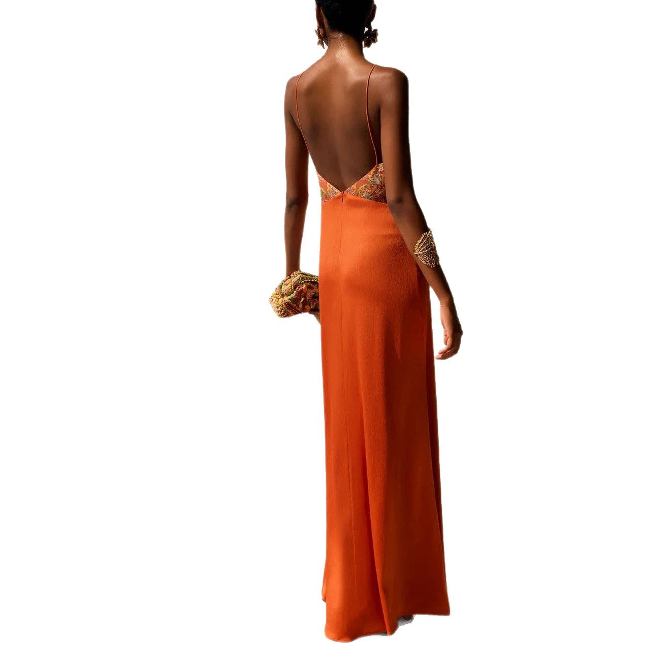 Spring Summer New Spaghetti-strap Satin Dress And Scarf Two-piece Set