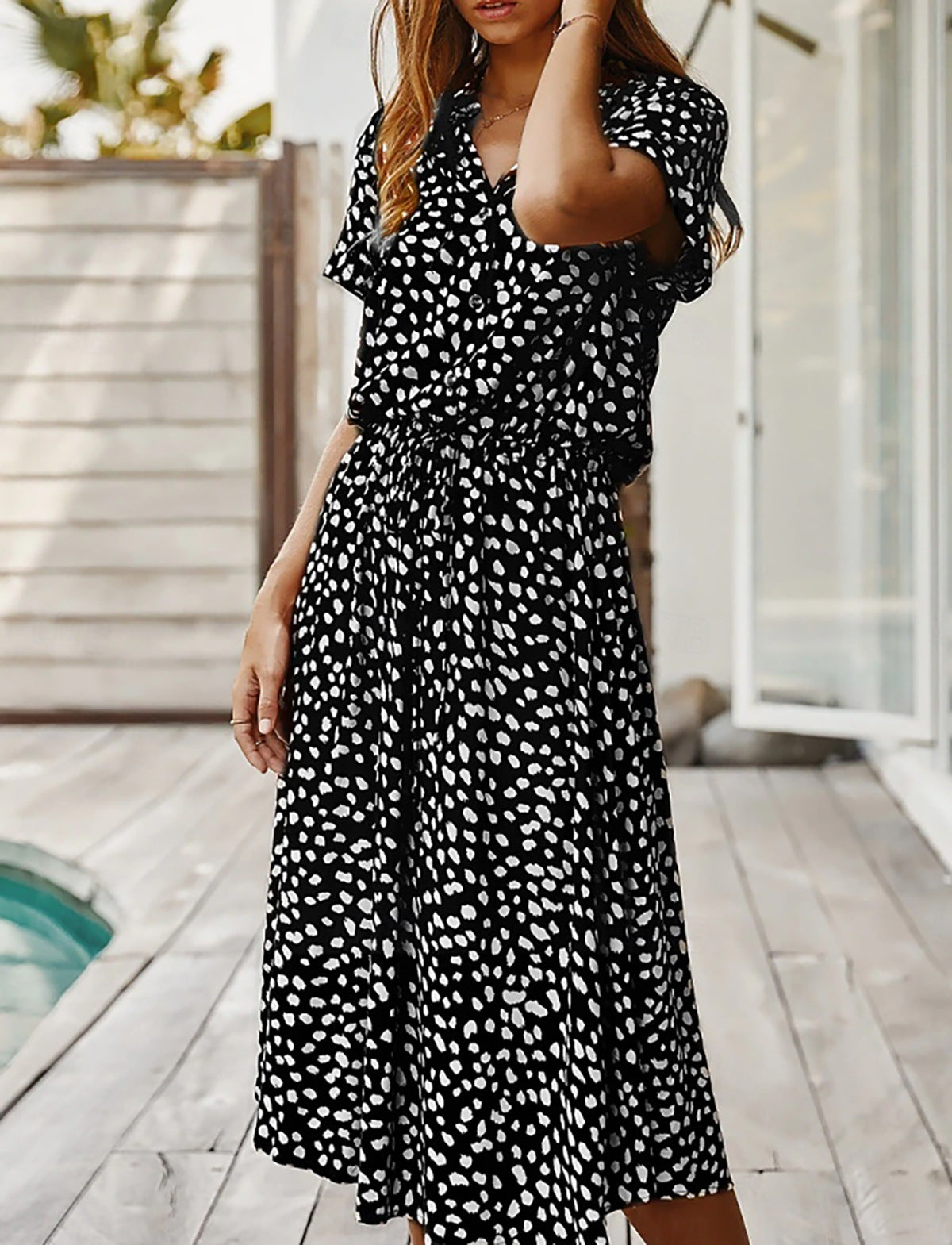 New Floral-print Short-sleeve Dress