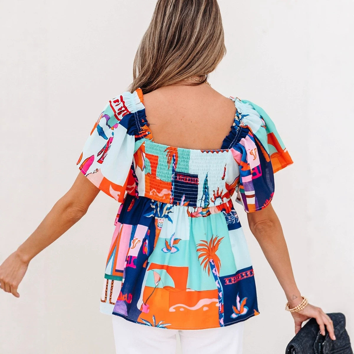 Summer Ruffle-Trim Short-Sleeve T-Shirt