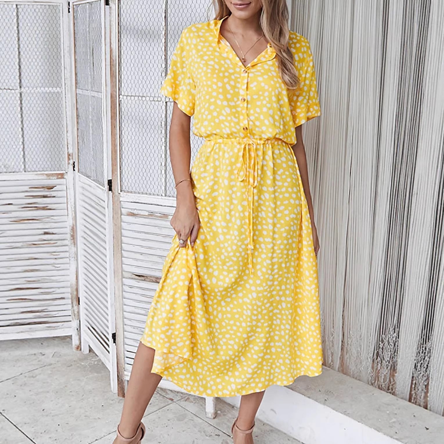 New Floral-print Short-sleeve Dress