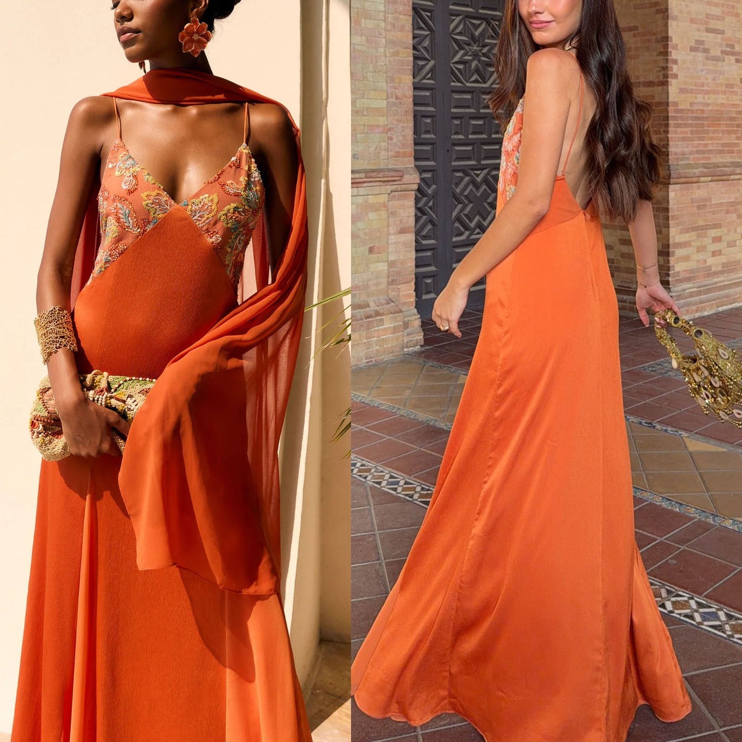Spring Summer New Spaghetti-strap Satin Dress And Scarf Two-piece Set