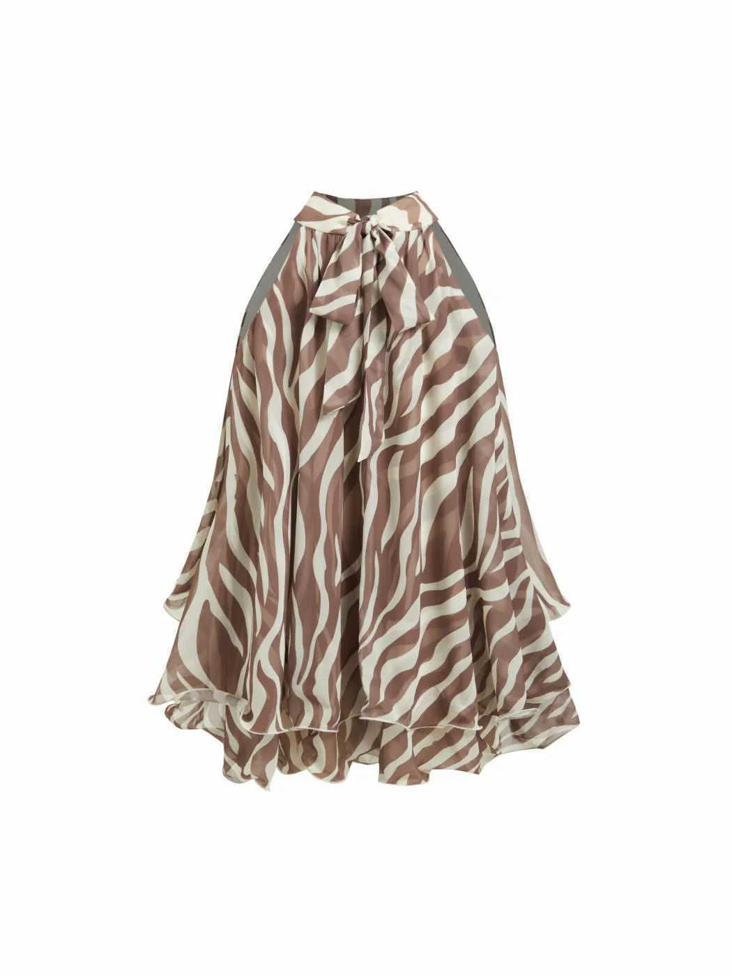 Off-shoulder Halter-neck Loose-fit Chiffon Blouse With Ruffled Hem