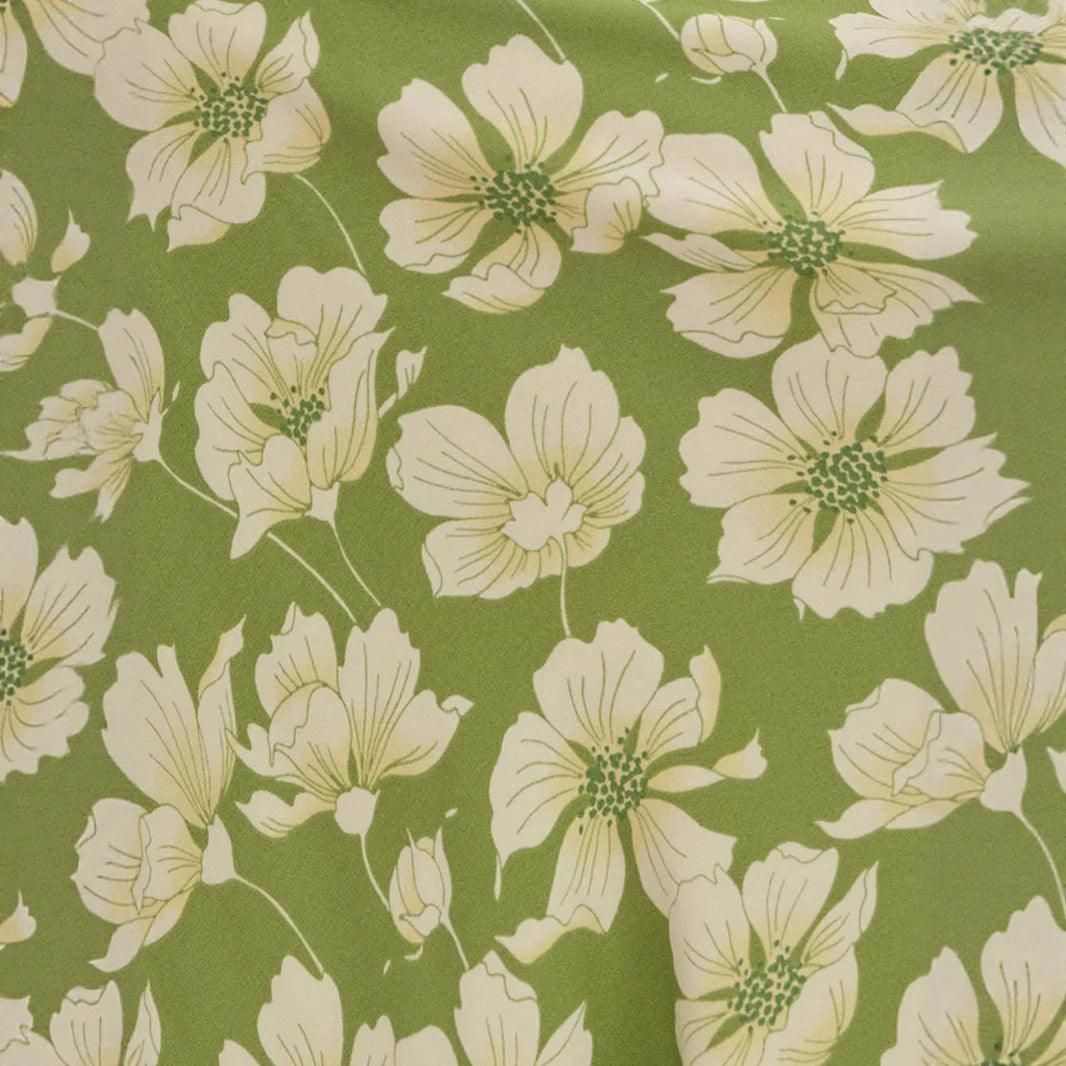 Printed Lemon Green Tea Slip Dress