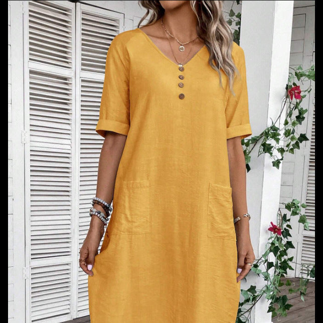 Summer V-neck Loose And Comfortable Resort Dress