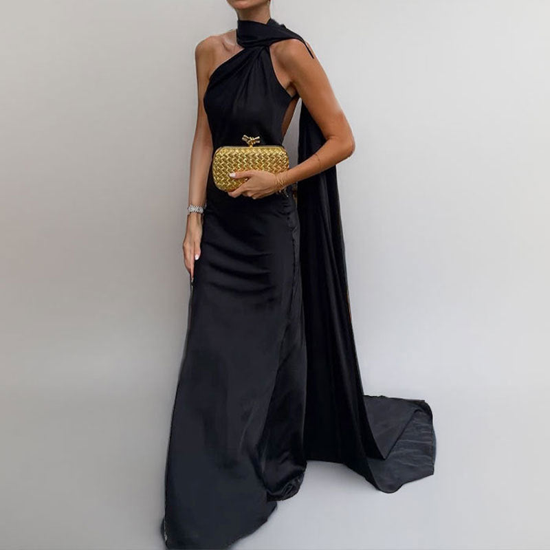 Elegant Satin Ribbon Sling Party Sleeveless Dress