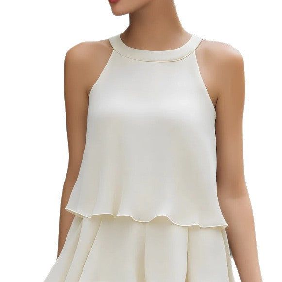 Sleeveless Layered Chiffon Tiered Mini Dress