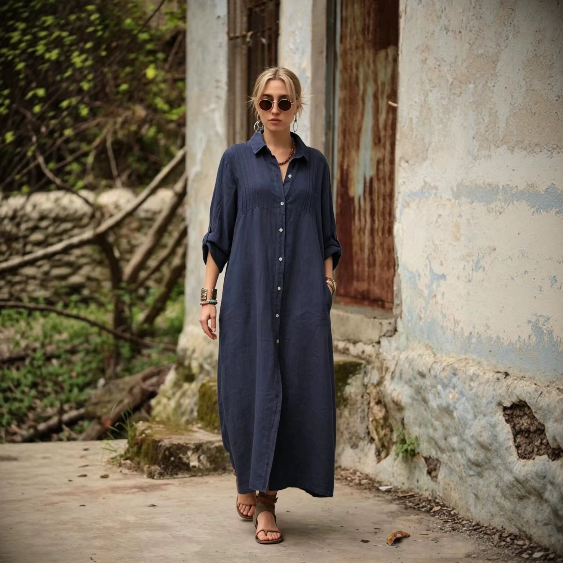Elegant Simple Loose-fit Long Dress