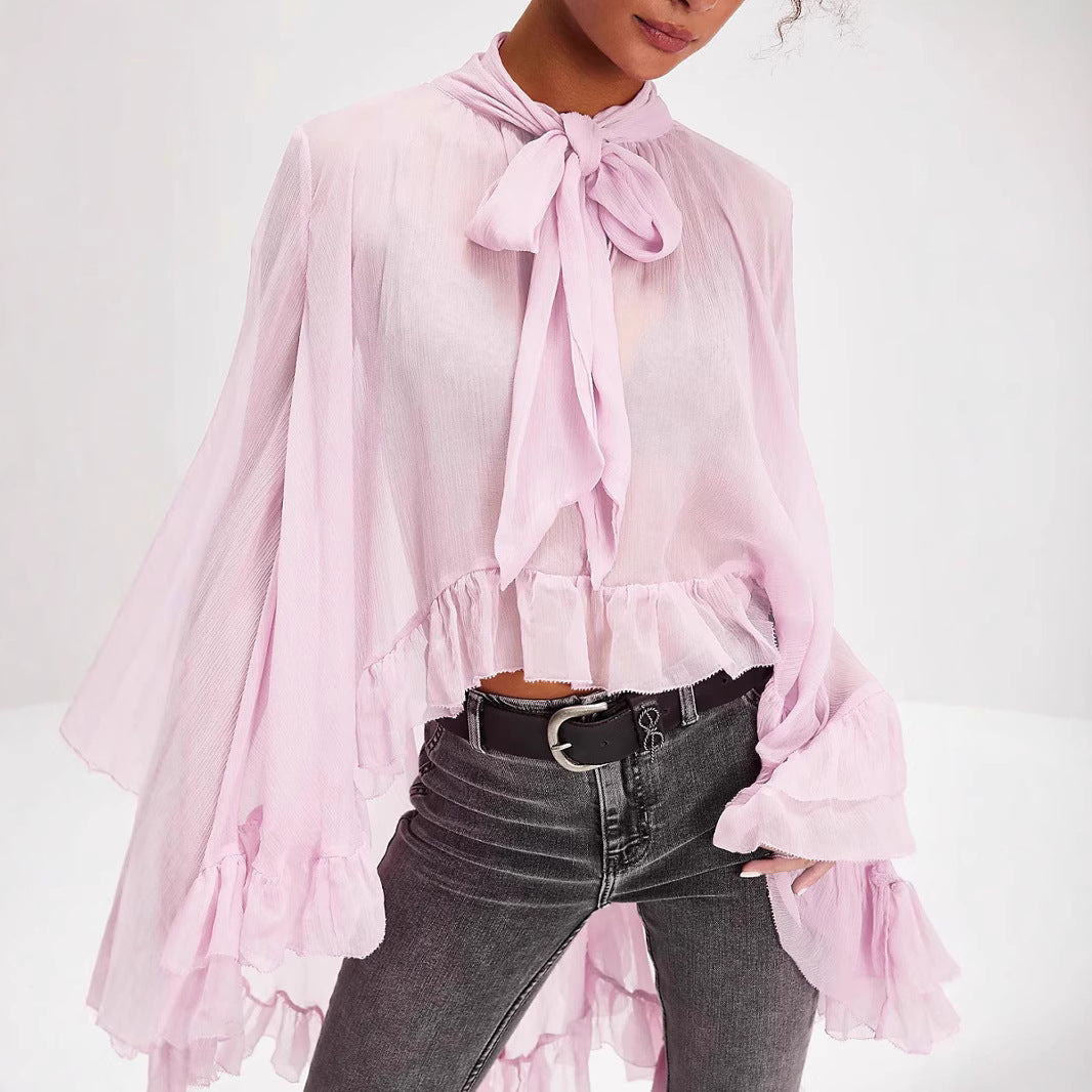 Puff-sleeve Designer-style French Lace-up