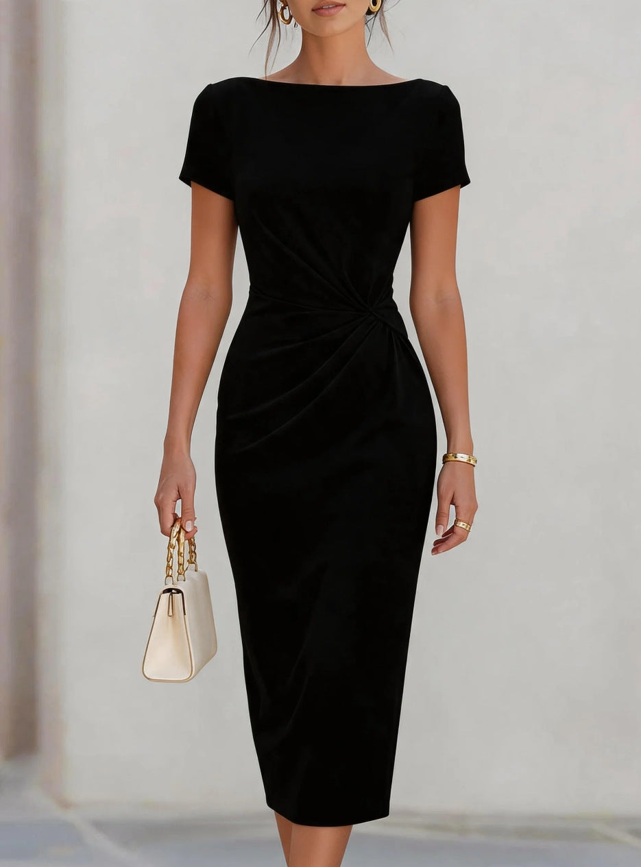 Fitted-waist Pleated Dress