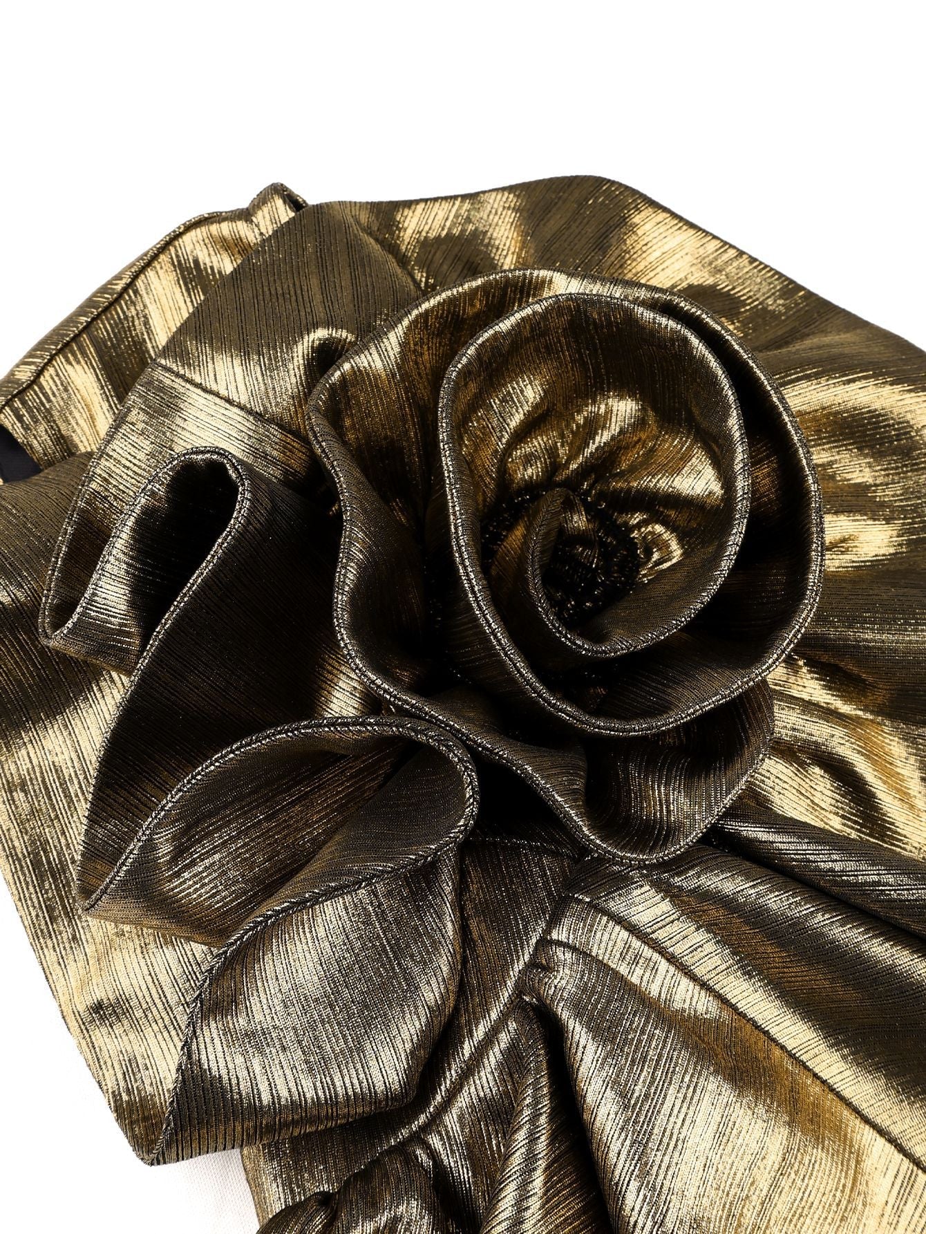 One Shoulder 3D Floral Applique Pleated Midi Evening Dress