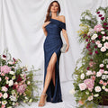 Elegant Off-shoulder High-slit Evening Gown