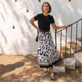 Casual Resort Flared Midi Skirt With A Botanical Print