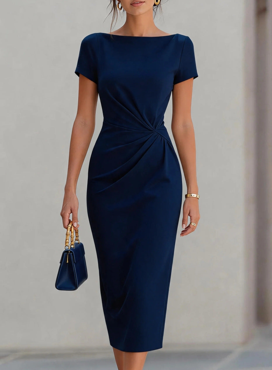 Fitted-waist Pleated Dress