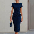Fitted-waist Pleated Dress