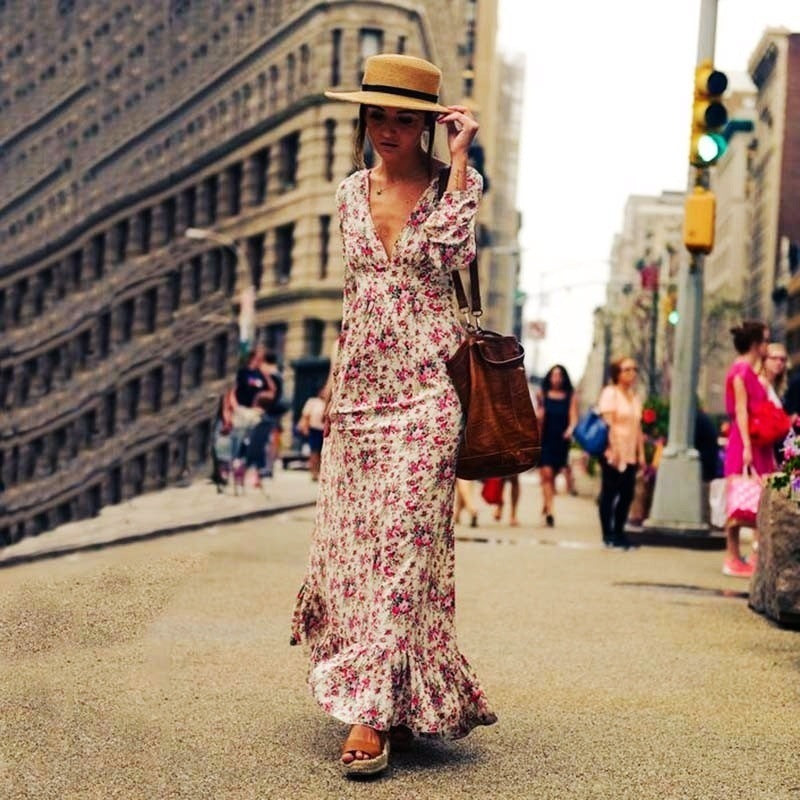 Bohemian swing maxi dress styling view