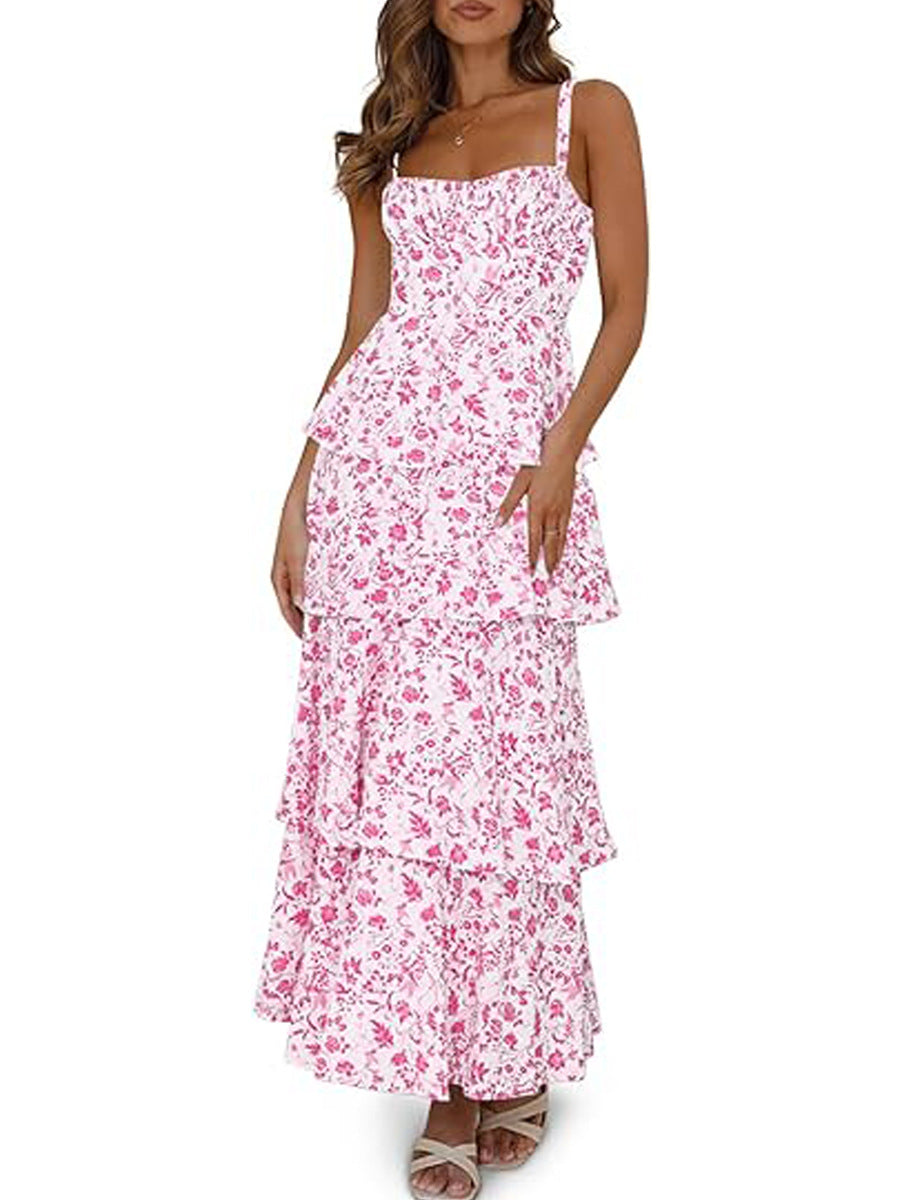 Floral Holiday Party Backless Formal Dress