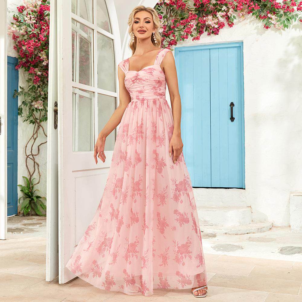 Double-Breasted Lace-Up Party Evening Gown