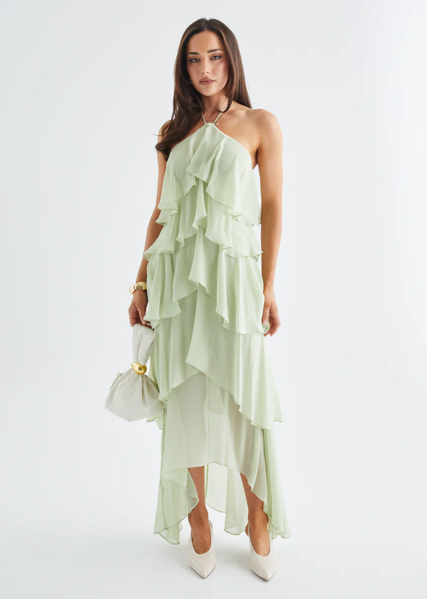 Off-shoulder Chiffon Printed Dress