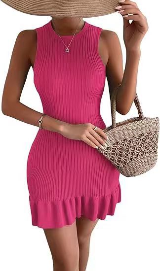 Solid-color Ruffled Wrap Dress