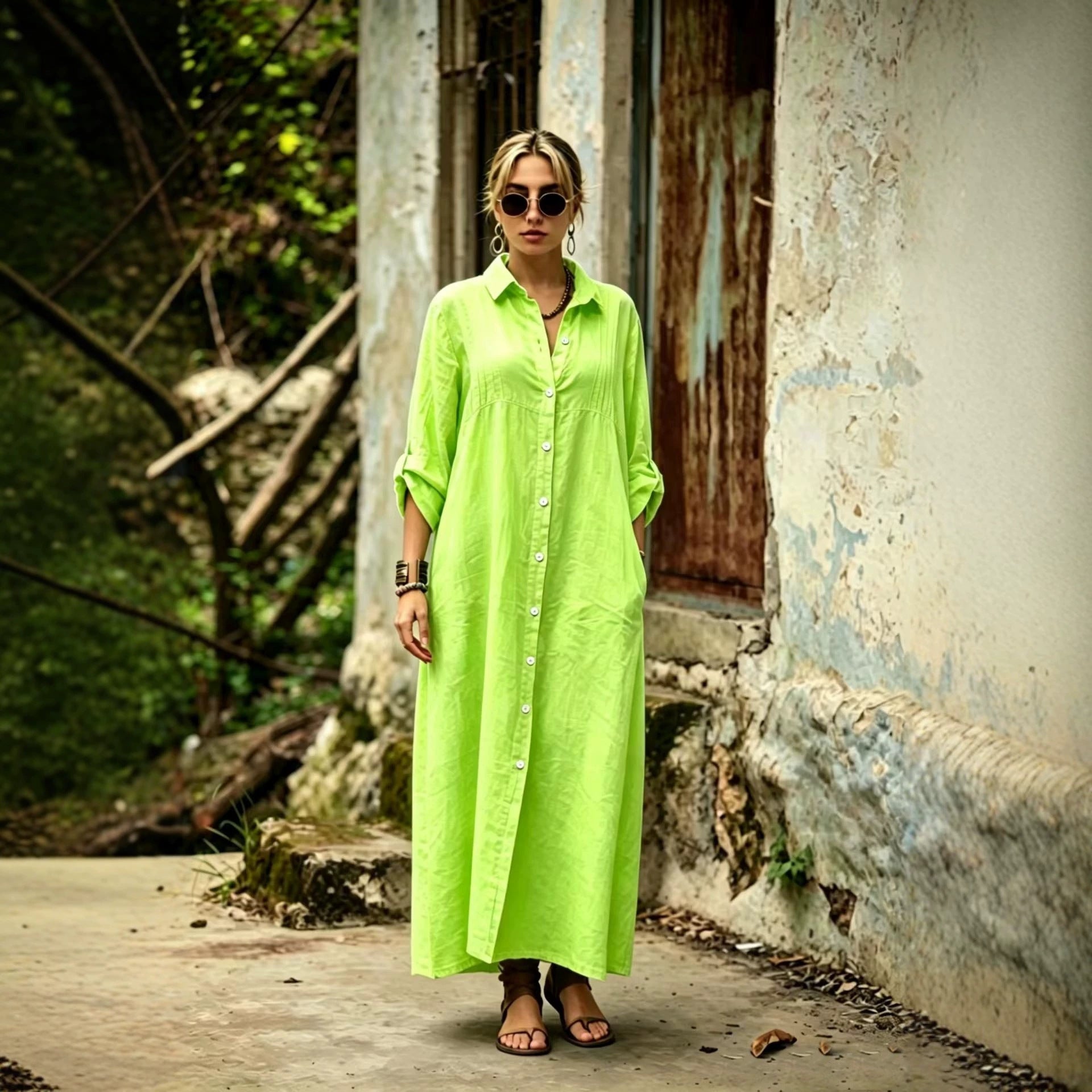Elegant Simple Loose-fit Long Dress