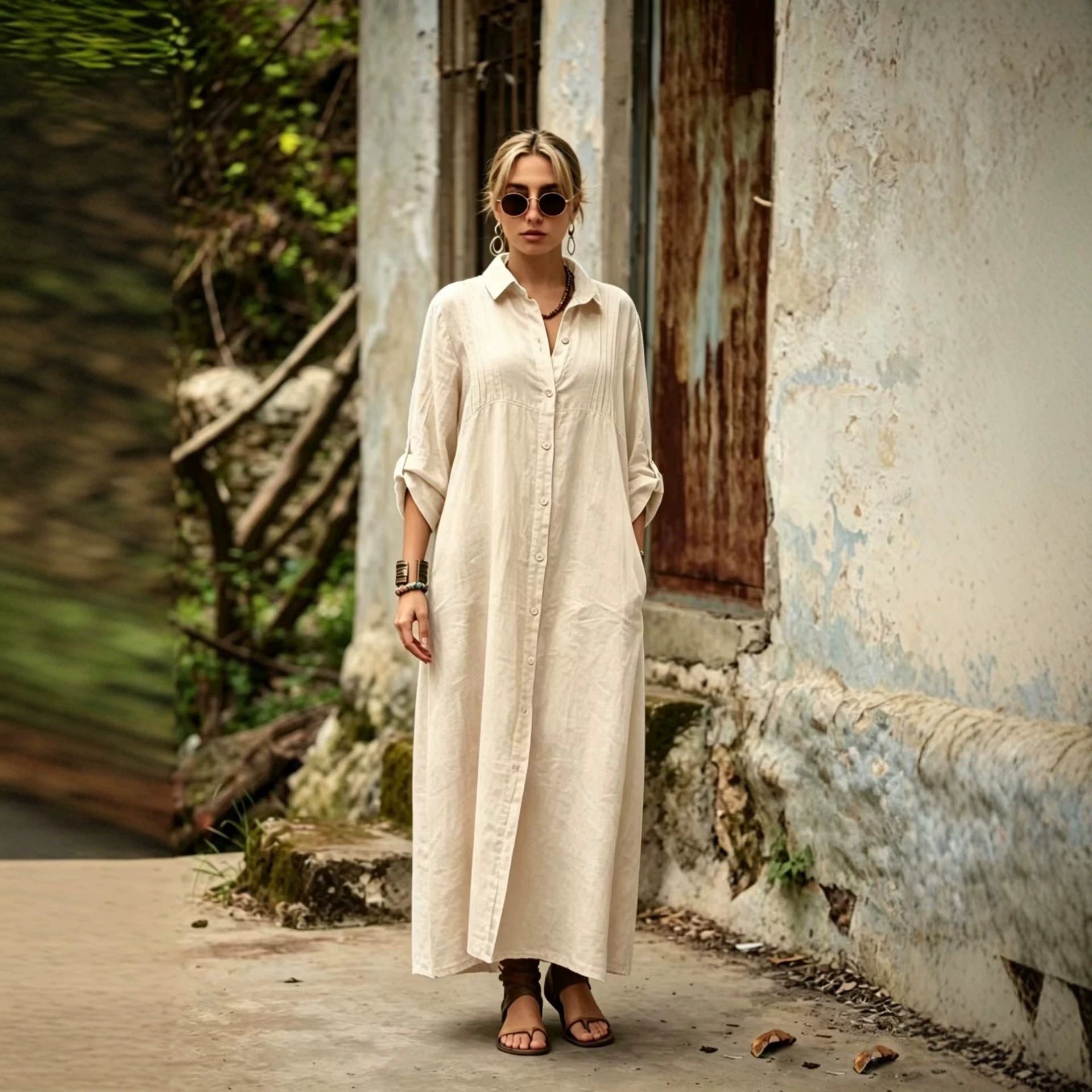 Elegant Simple Loose-fit Long Dress