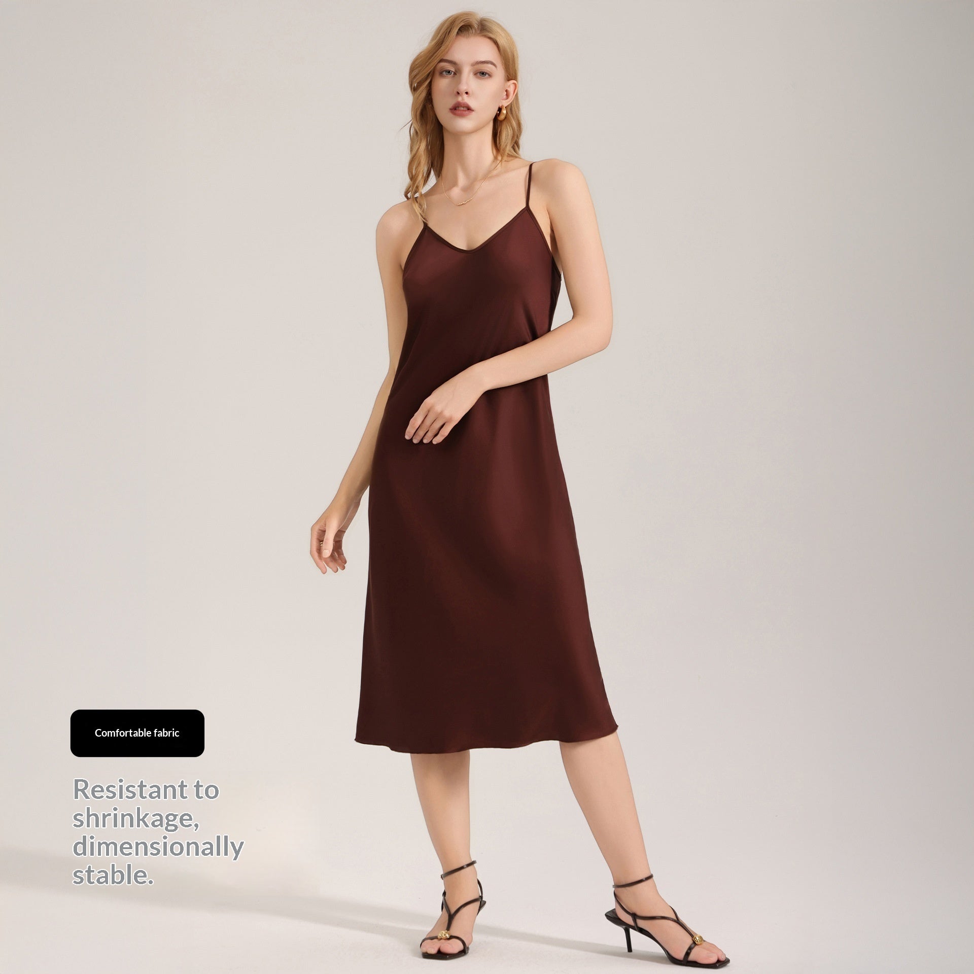Solid-color Minimalist Satin Chiffon Slip Nightdress