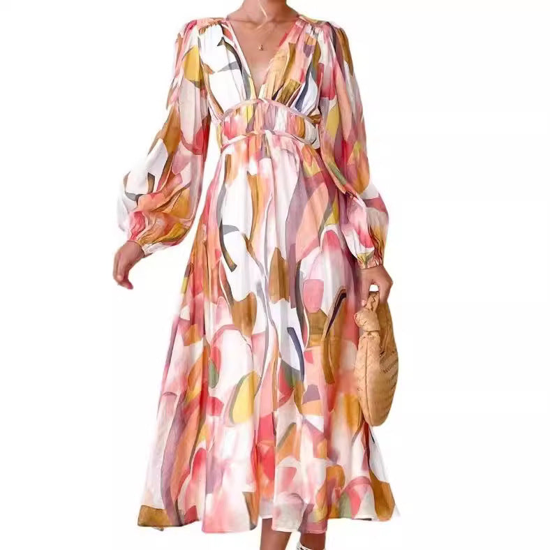 Bohemian Style Floral Midi Dress