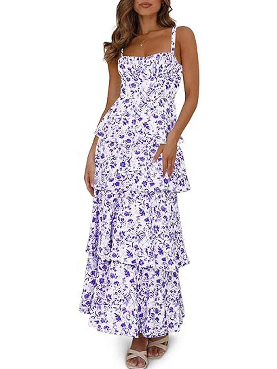 Floral Holiday Party Backless Formal Dress
