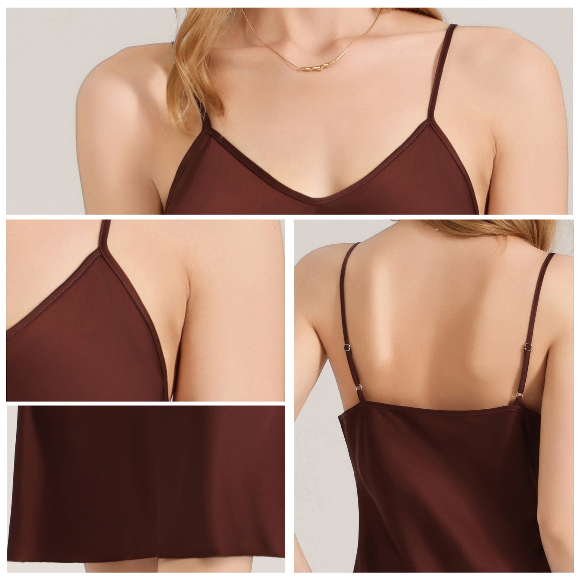 Solid-color Minimalist Satin Chiffon Slip Nightdress