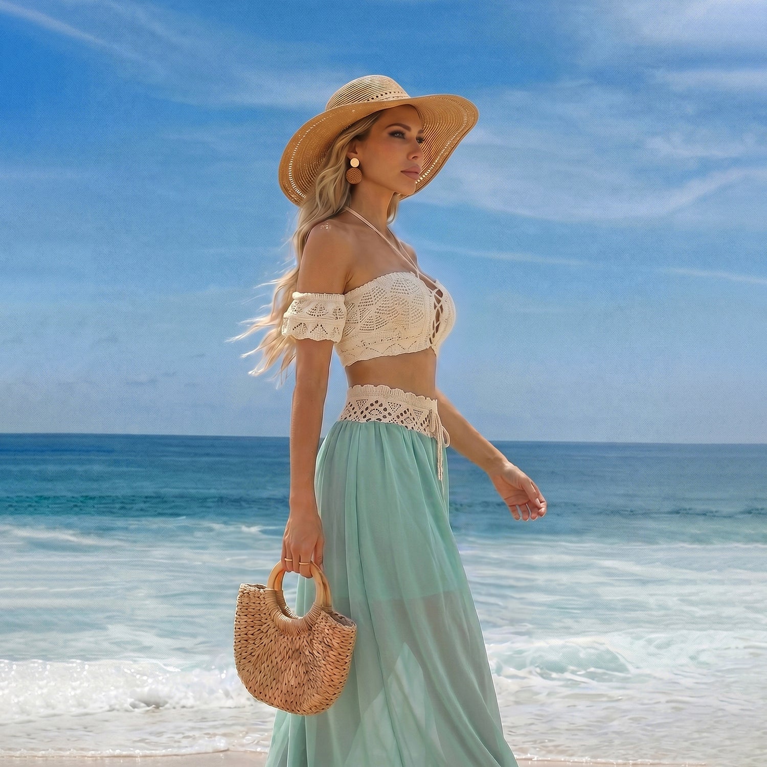 2 Piece Outfit Reversible Long Chiffon Beach Dress