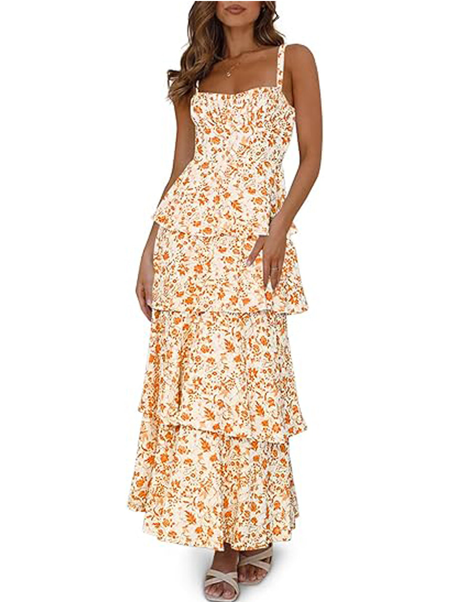 Floral Holiday Party Backless Formal Dress