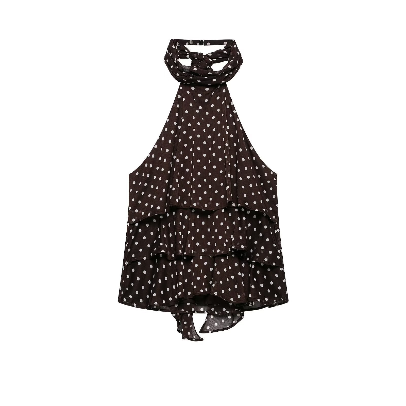 Polka-dot Halter-neck Backless Dress