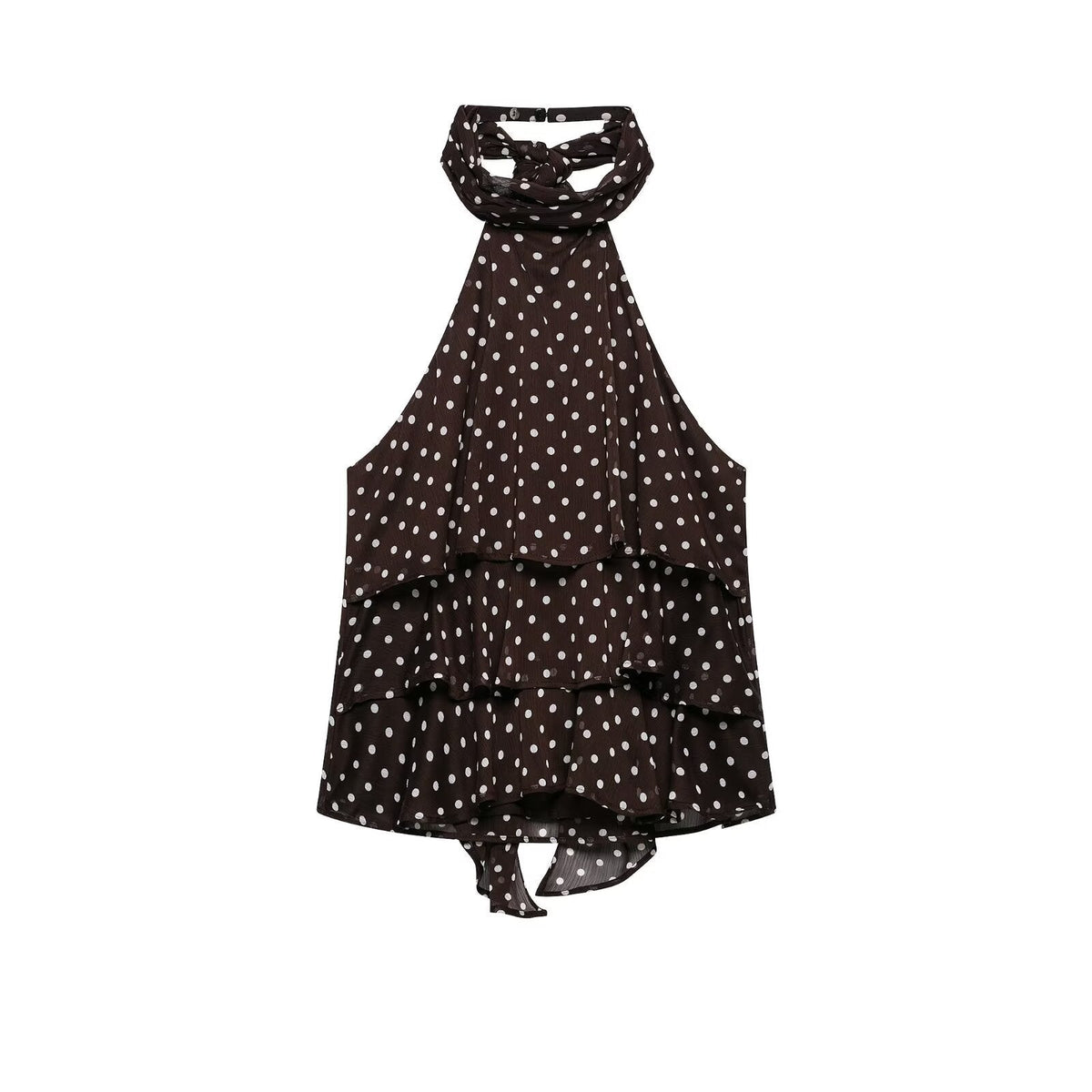 Polka-dot Halter-neck Backless Dress