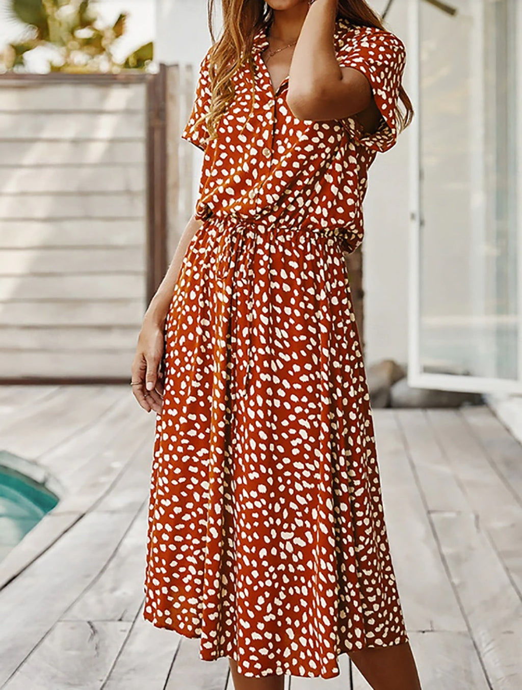New Floral-print Short-sleeve Dress