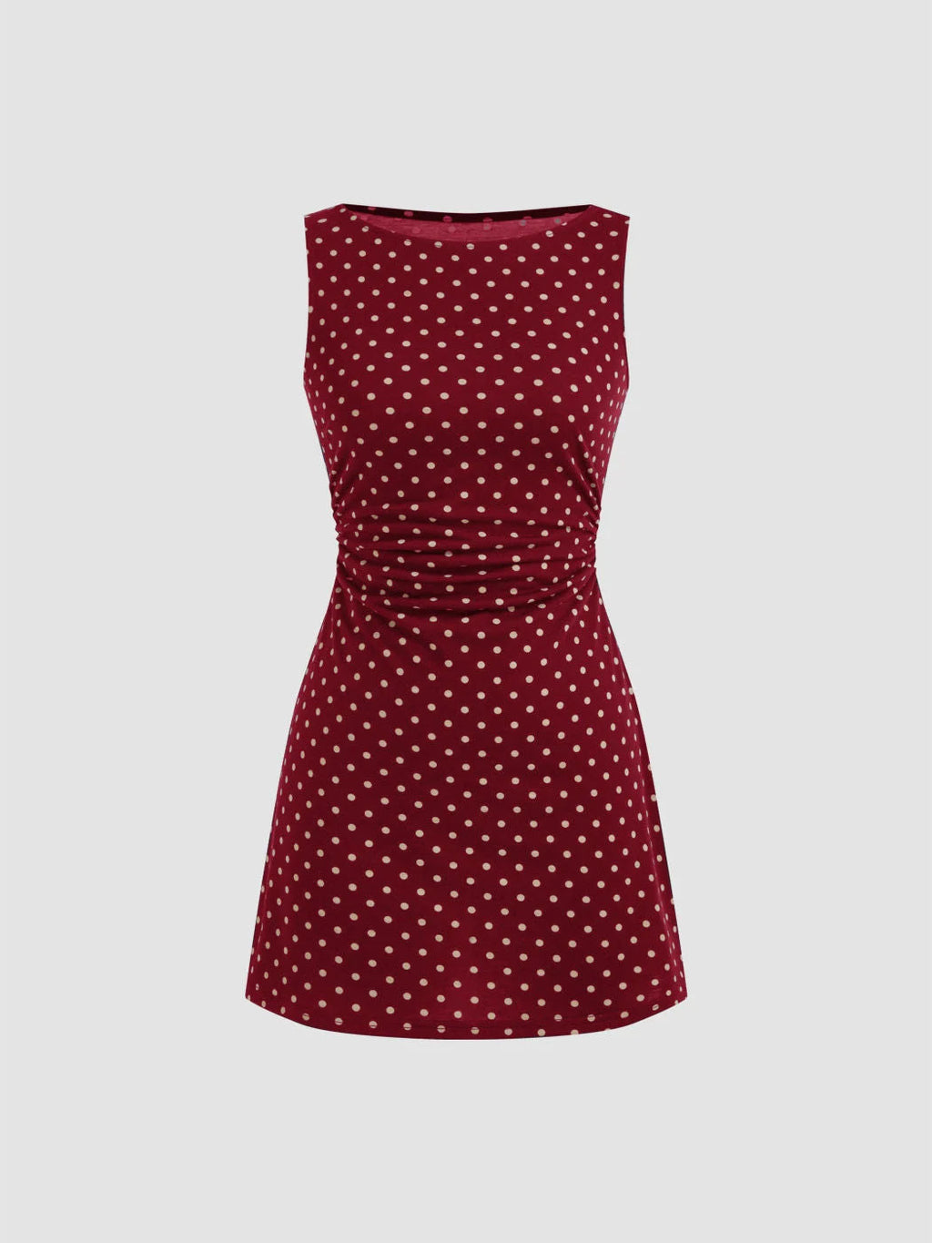 Vintage Polka Dot Sleeveless Dress Women's Boat Neck Slim Fit A-Line Mini…