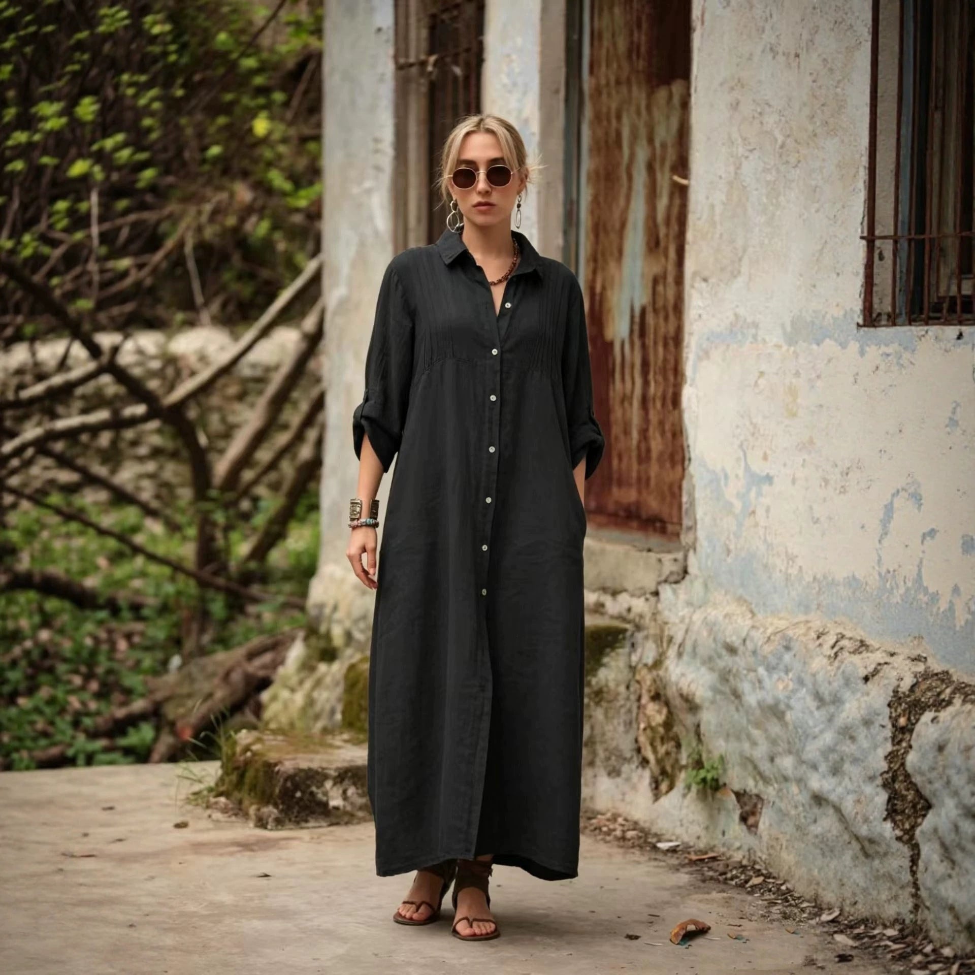 Elegant Simple Loose-fit Long Dress