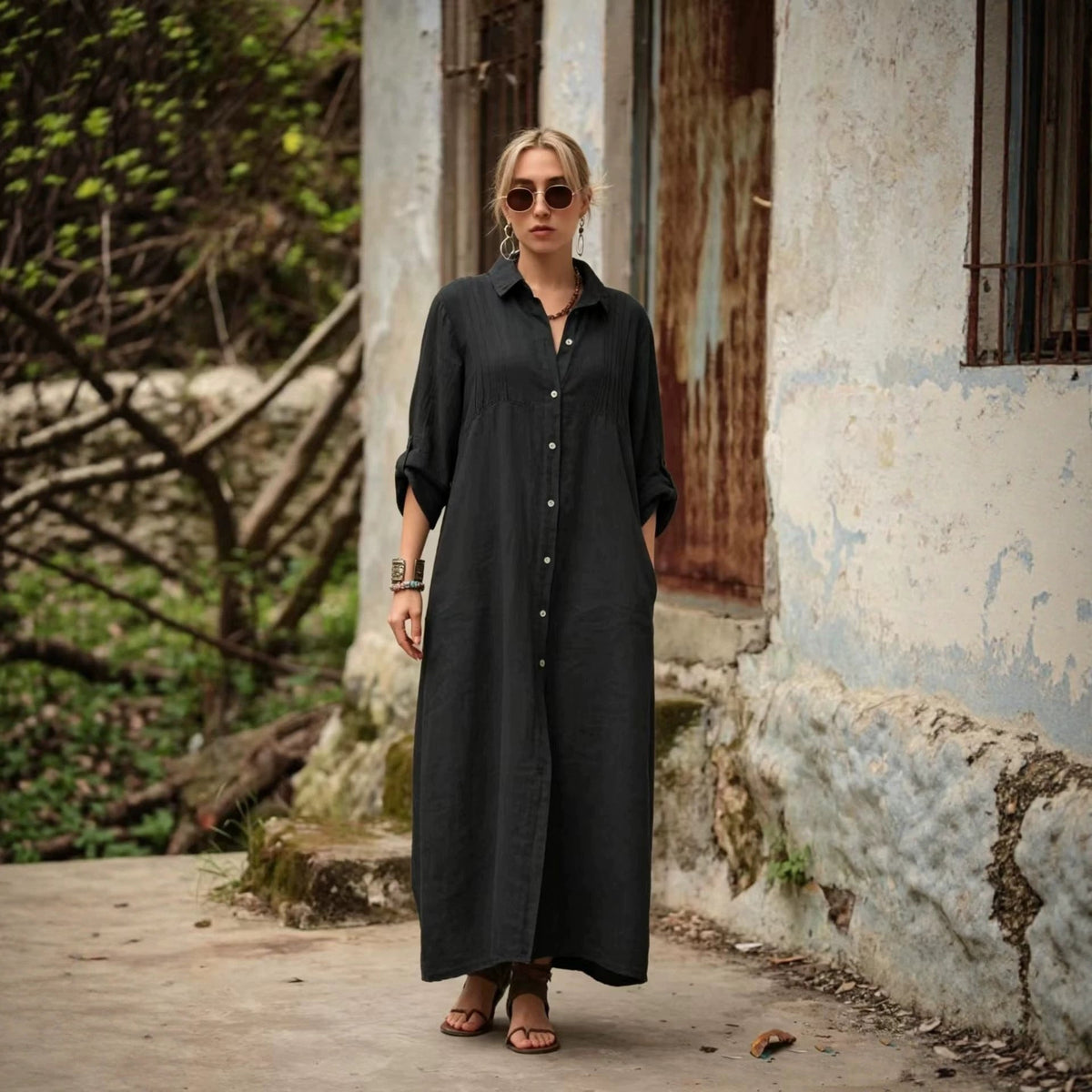 Elegant Simple Loose-fit Long Dress