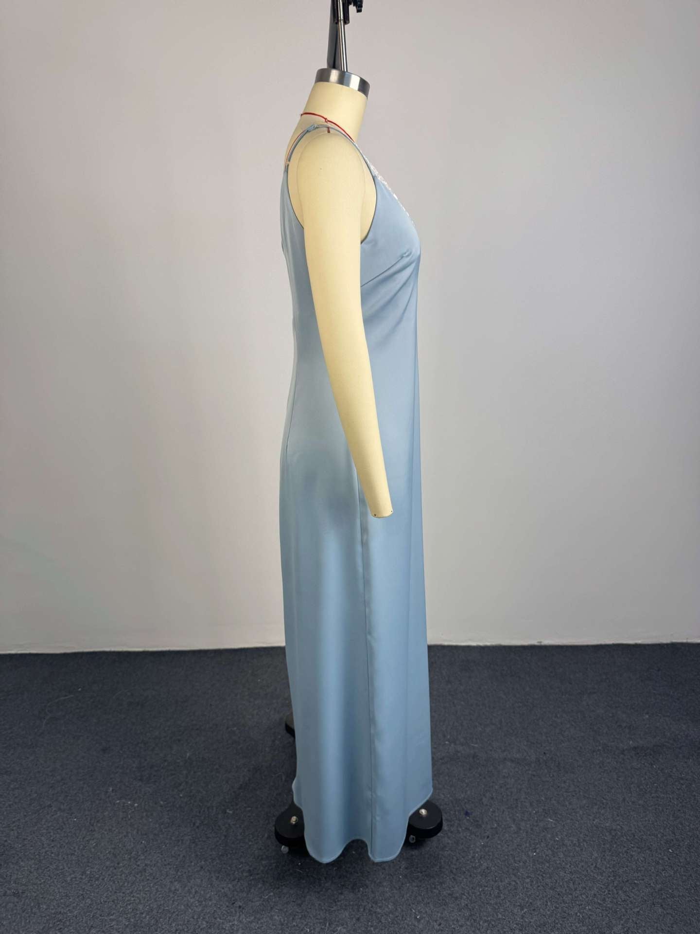 Lace Trim V-Neck Spaghetti Strap Maxi Slip Dress