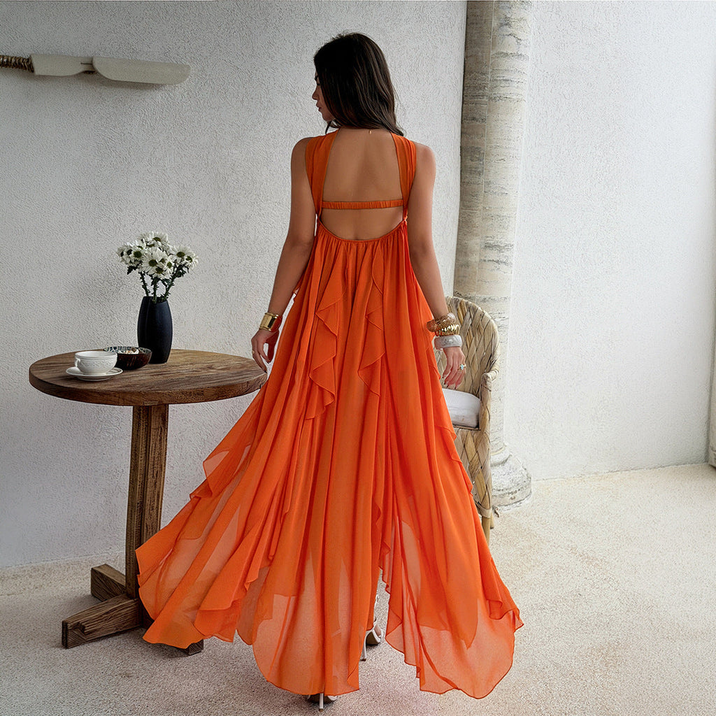 Boho-style Strapless Tiered Ruffle Dress
