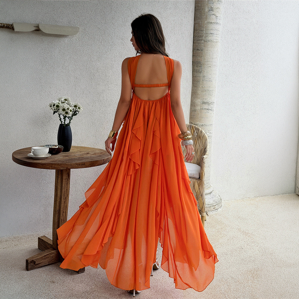 Boho-style Strapless Tiered Ruffle Dress